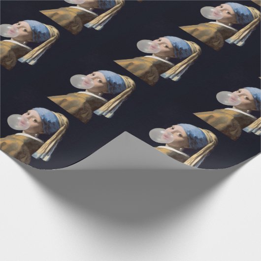 Papier Cadeau Fille à oreille perle soufflant une gomme à bulles (Coin)