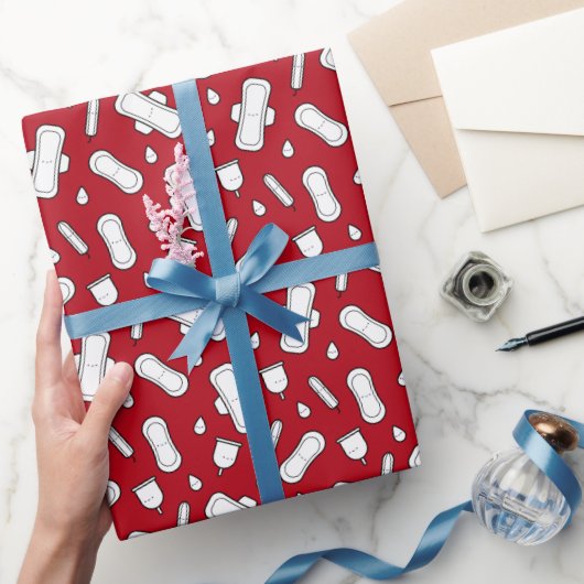 Papier Cadeau Fille Ado Première période sang rouge Mendes tampo (Cadeaux)