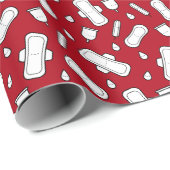 Papier Cadeau Fille Ado Première période sang rouge Mendes tampo (Coin rond)