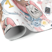 Papier Cadeau Fille adolescente Anniversaire (Coin rond)