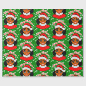 Papier Cadeau Fille Afro Noël, Femme noire, Reine Melanin (Plat)
