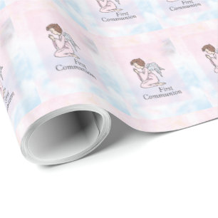 Papier Cadeau Fille, ange de première communion