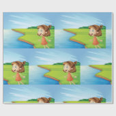Papier Cadeau Fille Au Bord De La Rivière (Plat)