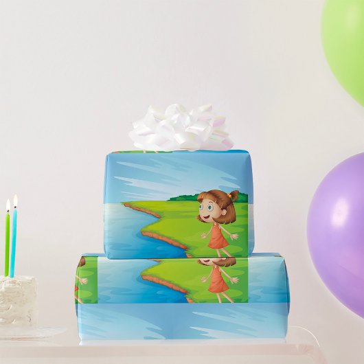 Papier Cadeau Fille Au Bord De La Rivière