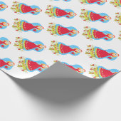 Papier Cadeau Fille aux fraises et fleurs (Coin)