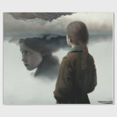 Papier Cadeau Fille avec des nuages (Plat)