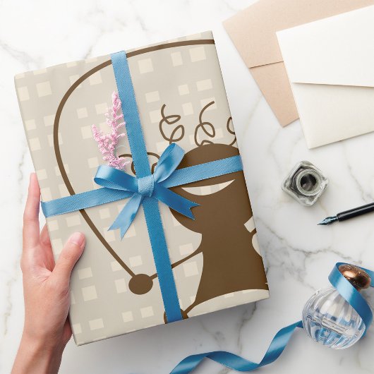 Papier Cadeau Fille Avec Une Corde À Sauts Papier