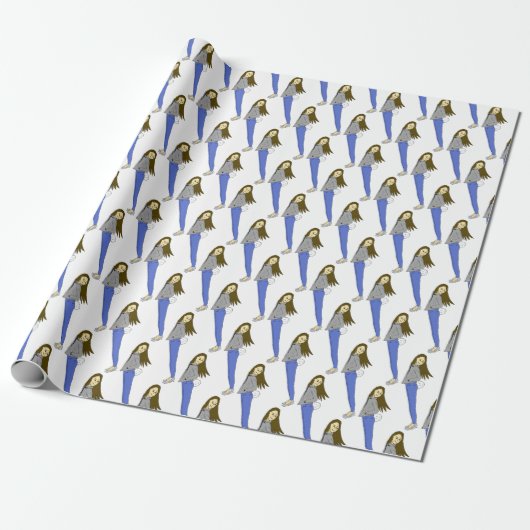 Papier Cadeau fille avec une queue de lapin (Déroulé)