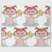 Papier Cadeau Fille Bath Time Amusant avec canard en caoutchouc  (Plat)