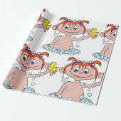 Papier Cadeau Fille Bath Time Amusant avec canard en caoutchouc  (Déroulé)