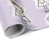 Papier Cadeau Fille Bâton de Mariée en Baskets et Bouquet (Coin rond)