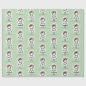 Papier Cadeau Fille Bâton Mariée En Bask (Plat)