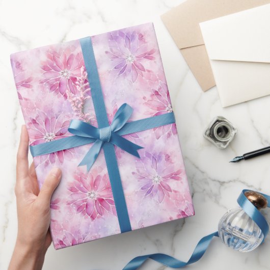 Papier Cadeau Fille Blush Rose Chic Lavande Florale Anniversaire (Cadeaux)