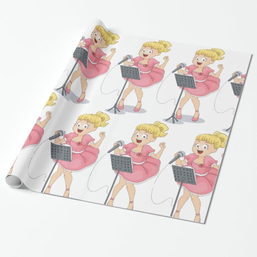 Papier Cadeau Fille chante (Déroulé)