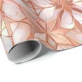 Papier Cadeau Fille Chic Rose Gold Pearl Fleurs Abstraites (Coin rond)