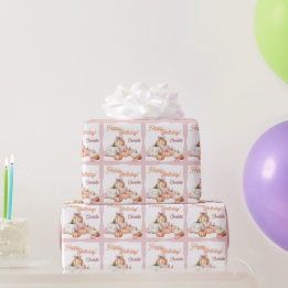 Papier Cadeau Fille Citrouille Patch Bows fête d'anniversaire