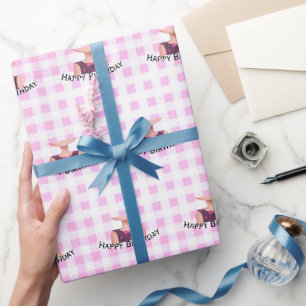 Papier Cadeau Fille d'anniversaire de dessin animé avec de grand