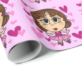 Papier Cadeau Fille de ballerine (Coin rond)