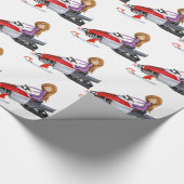 Papier Cadeau Fille de bande dessinée sur un Snowmobile (Coin)