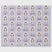 Papier Cadeau Fille de dessin bâton de mariée avec texte de mari (Plat)