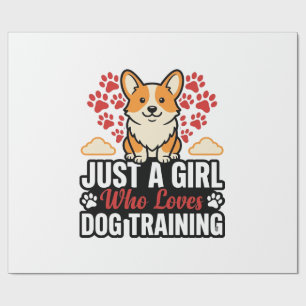 Papier Cadeau Fille de dressage de chien Corgi Vintage Vector Sh