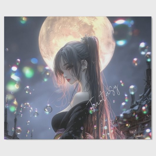Papier Cadeau Fille de fantasy sombre / Esthétique (Plat)
