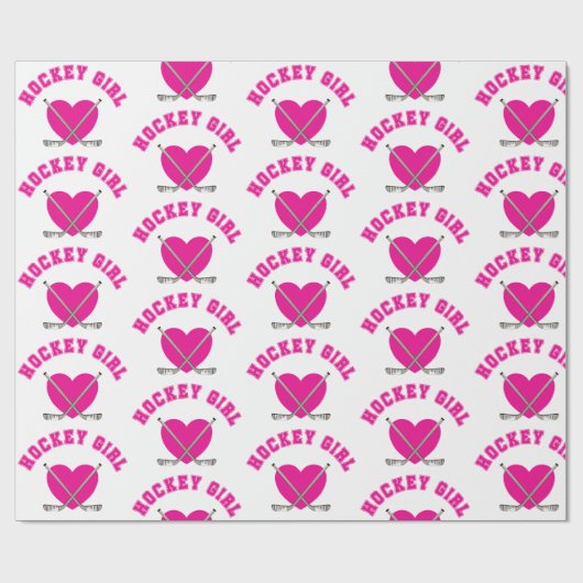 Papier Cadeau Fille de hockey (Plat)