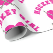 Papier Cadeau Fille de hockey (Coin rond)