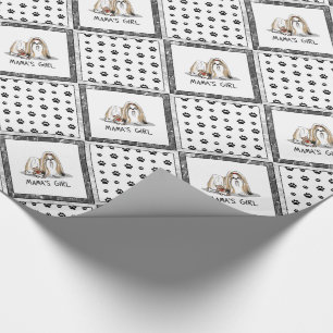 Papier Cadeau Fille de maman Chih Tzu (blanc tan) Chien Maman mi