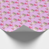 Papier Cadeau Fille de moutons de bébé tenant un Baloon. rose (Coin)