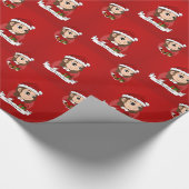 Papier Cadeau Fille de Noël aux cheveux bruns ondulés (Coin)