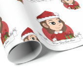 Papier Cadeau Fille de Noël avec papier d'emballage brun ondulé (Coin rond)