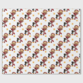 Papier Cadeau Fille de Noël et oiseau (Plat)