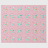 Papier Cadeau Fille de Noël personnalisée Dinosaure Palmier (Plat)