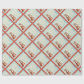 Papier Cadeau Fille de Noël victorienne en fourrure rouge mantea (Plat)