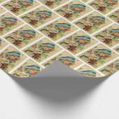 Papier Cadeau Fille de Noël Vintage (Coin)
