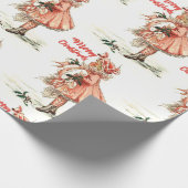 Papier Cadeau Fille de Noël Vintage (Coin)
