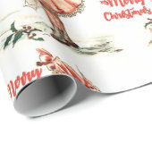 Papier Cadeau Fille de Noël Vintage (Coin rond)