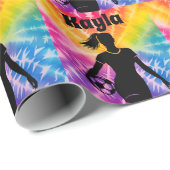 Papier Cadeau Fille de soccer Personnalisée Cravate-Dye Rainbow (Coin rond)