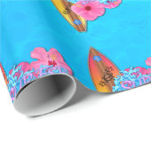 Papier Cadeau Fille de surfer (Coin rond)