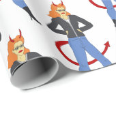 Papier Cadeau fille diable (Coin rond)