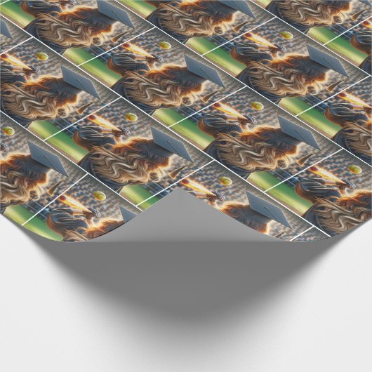 Papier Cadeau Fille diplômée en train de chanter une chauve-sour (Coin)