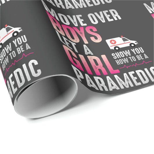 Papier Cadeau Fille d'urgence secourue par un ambulancier (Coin rond)