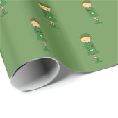 Papier Cadeau Fille Elfe illusima Noël Vert (Coin rond)