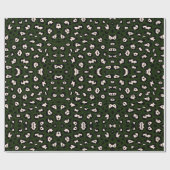 Papier Cadeau Fille empreinte de léopard bleu rose foncé vert fo (Plat)