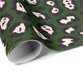 Papier Cadeau Fille empreinte de léopard bleu rose foncé vert fo (Coin rond)