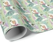 Papier Cadeau Fille en manteau d'hiver Retro Papier d'enveloppem (Coin rond)