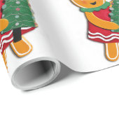 Papier Cadeau Fille en pain d'épices avec arbre de Noël (Coin rond)