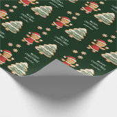 Papier Cadeau Fille en pain d'épices de Noël Vert Personnalisé (Coin)