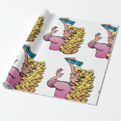 Papier Cadeau Fille enjouée avec crayon (Déroulé)